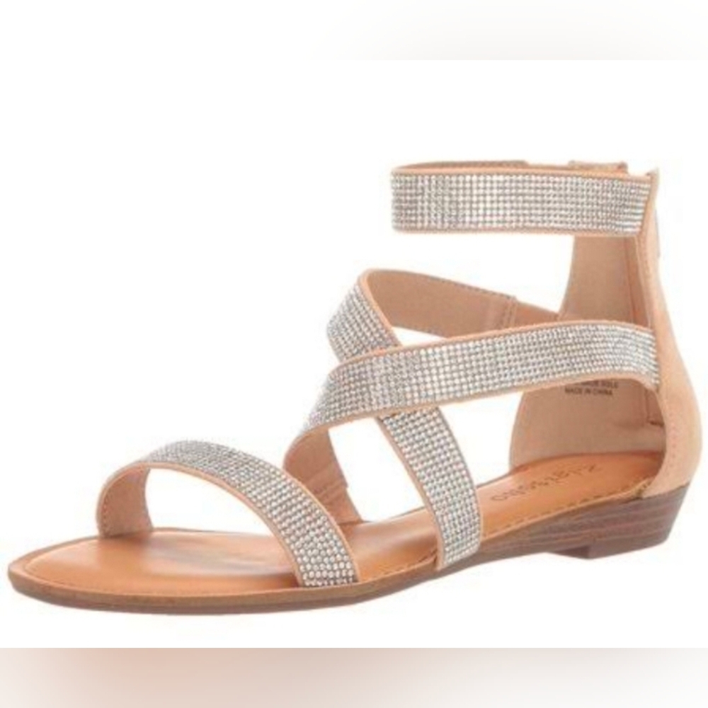 NWT Brash Women's Tan Rhinestone Gladiator Flat Sandals - Size 6.5